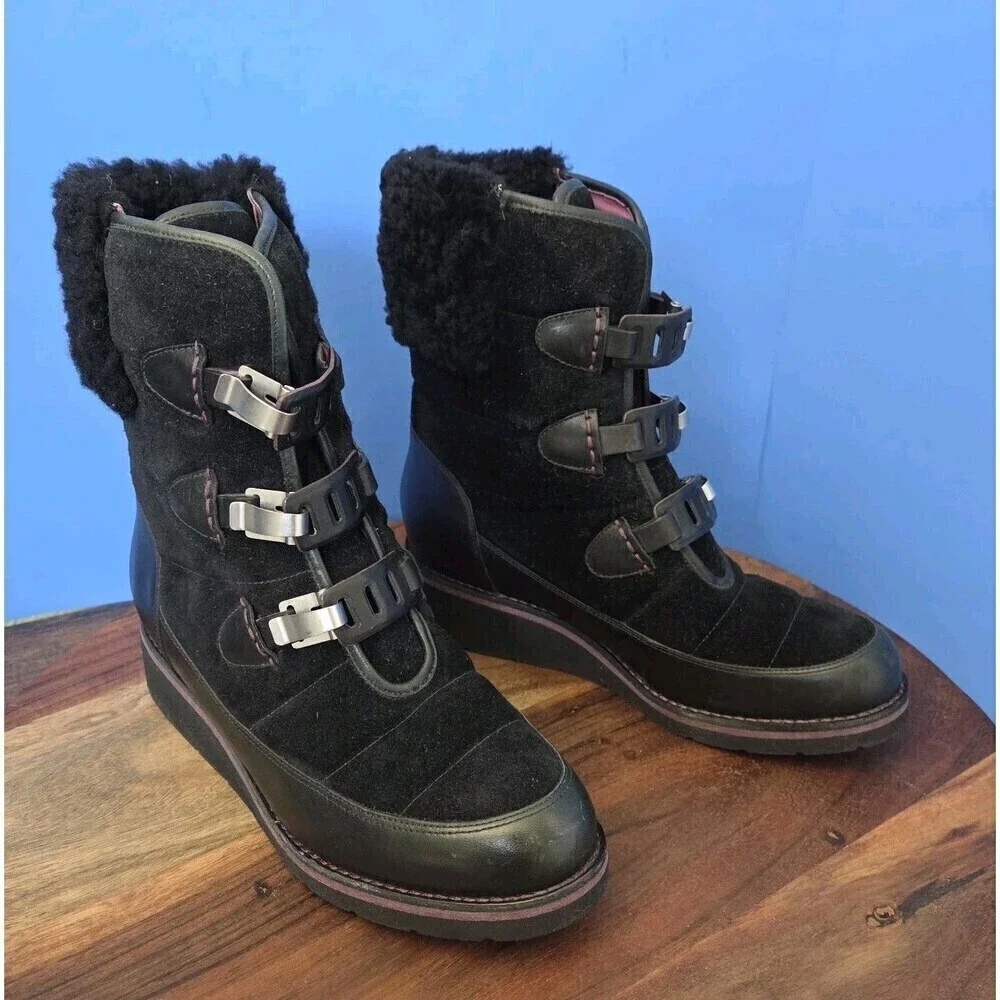 Cole Haan Lania NikeAIR Boots Leather / Suede Black Women's 7